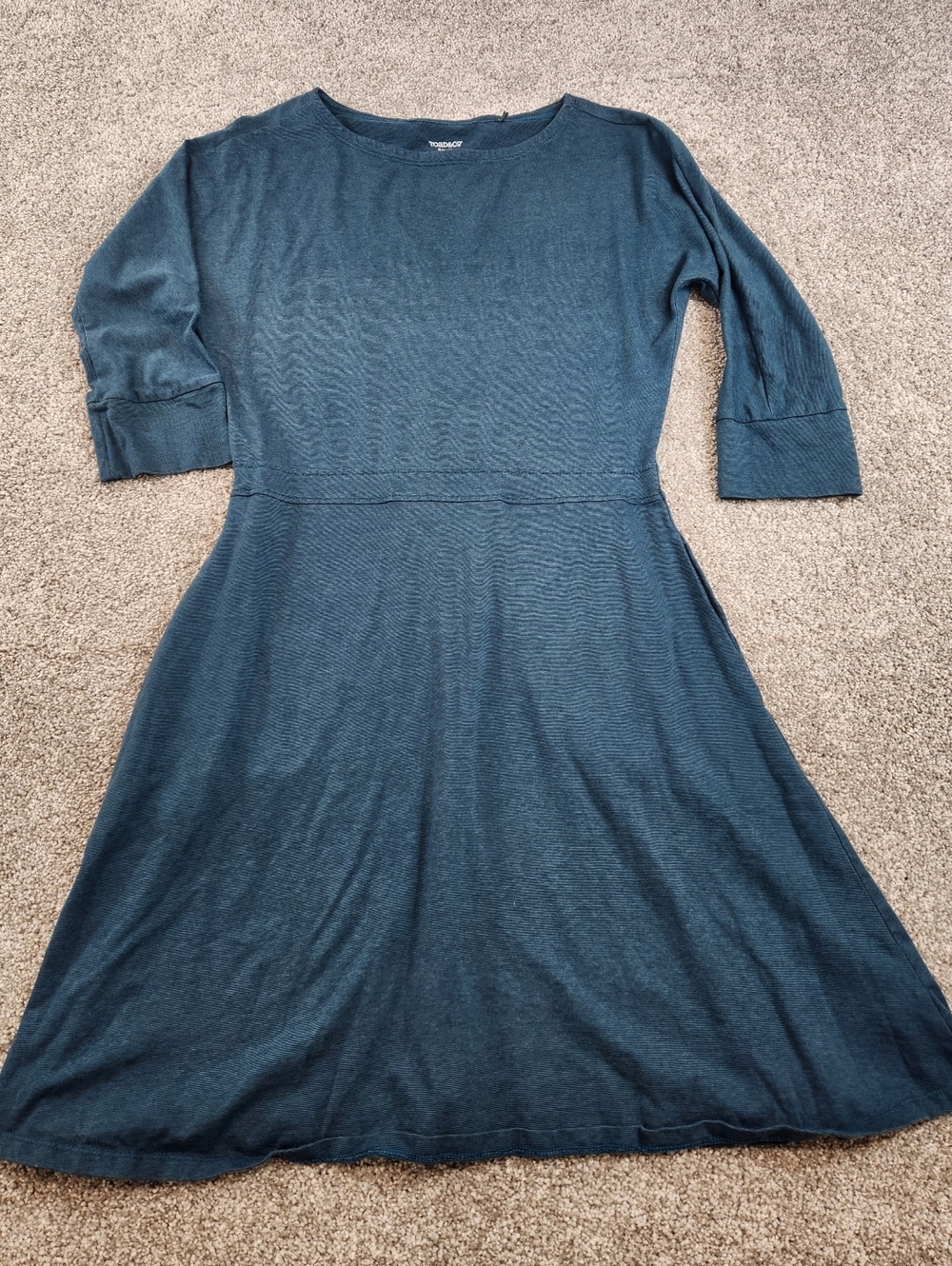 Toad and Co Dress Womens Size Small Fit Flare 3/4 Sleeve Organic Cotton Green